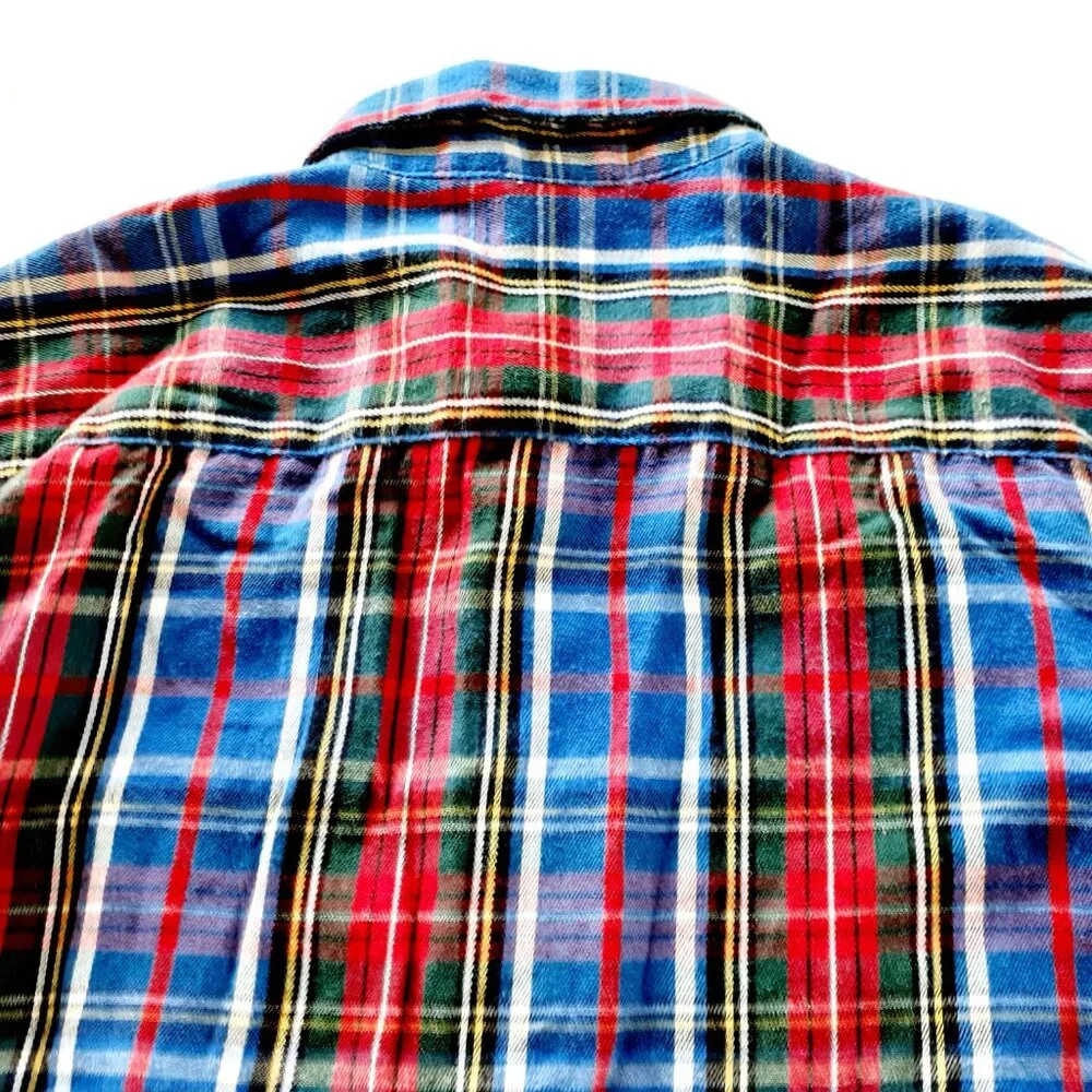 Wrangler Boys Shirt Button Down Blue Red Green Long Sleeve Plaid 6-7